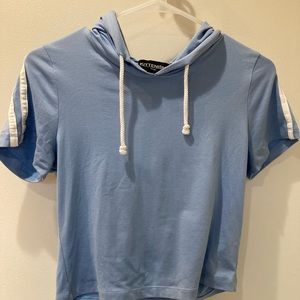 Kittenish baby blue super soft hooded workout top